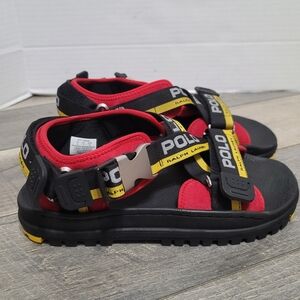 NWOT Polo Ralph Lauren Adventure Multi Colored Sandals - Black and Red Men Sz8